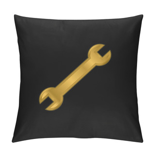 Personality  Adjustable Wrench Gold Plated Metalic Icon Or Logo Vector Pillow Covers