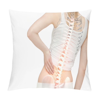 Personality  Highlighted Spine Of Woman With Back Pain Pillow Covers