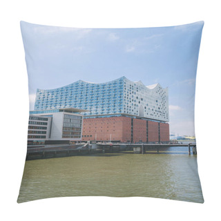 Personality  HAMBURG, GERMANY - 28 JUNE 2018: Modern New Elbe Philharmonic Hall And Elbe River Pillow Covers