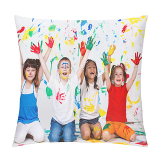 Personality  Kids With Their Palms And Clothing Painted Pillow Covers