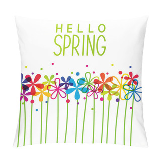 Personality  Hello Spring Rainbow Flowers Pillow Covers