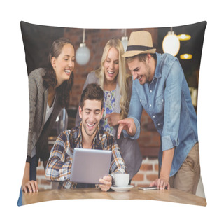 Personality  Laughing Friends Looking At Tablet Computer Pillow Covers