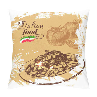 Personality  Sketch Italian Food Background. Pillow Covers
