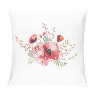 Personality  Watercolor Vintage Floral Bouquet. Boho Spring Flowers And Leaf Pillow Covers