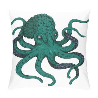 Personality  Giant Green Octopus With Purple Tentacles Pillow Covers