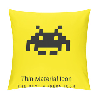 Personality  Alien Pixelated Shape Of A Digital Game Minimal Bright Yellow Material Icon Pillow Covers