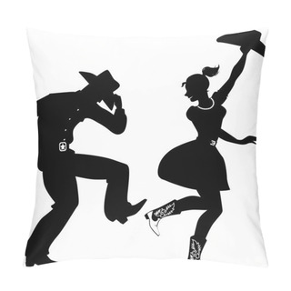 Personality  Silhouette Of Country-Western Dancers Pillow Covers