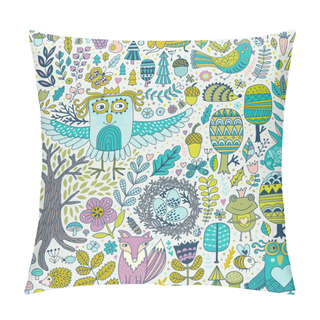 Personality  Floral Seamless Pattern With Forest Animals Pillow Covers