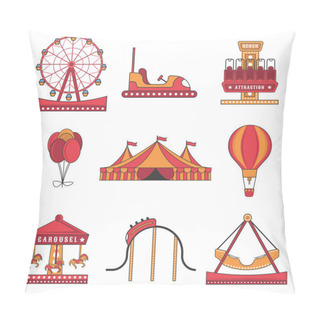 Personality  Set Of Amusement Park Color Icons Pillow Covers