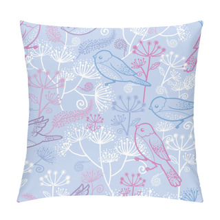 Personality  Pastel Birds And Flowers Seamless Pattern Background Pillow Covers