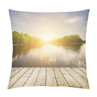Personality  Forest Lake In Sunset Pillow Covers