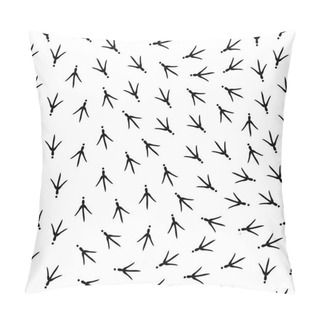 Personality  Seamless Abstract Pattern With Bird Trail. Vector Illustration. Bird Footprints Track Pillow Covers