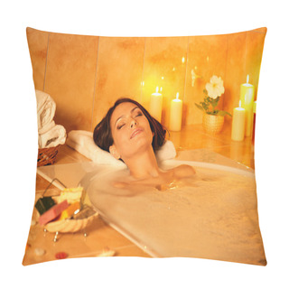 Personality  Woman Take Bubble Bath. Pillow Covers