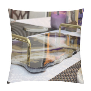 Personality  Tight Shot Of A Set Table With A Beautiful Tray Pillow Covers