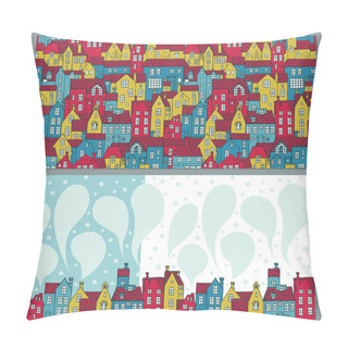Personality  Two Backgrounds With Colorful Houses Pillow Covers