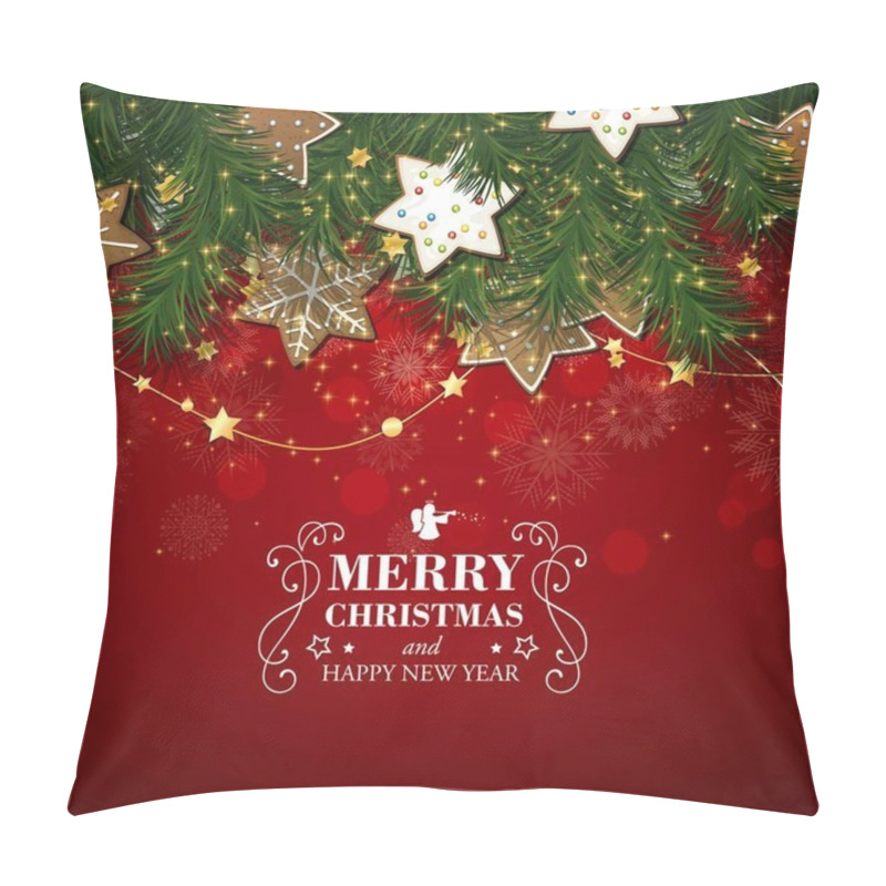 Personality  Vector Christmas Greeting Card with Christmas Cookies pillow covers