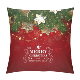 Personality  Vector Christmas Greeting Card With Christmas Cookies Pillow Covers