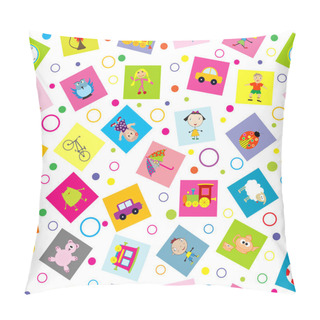 Personality  Seamless Background With Toys And Cartoon Kids Pillow Covers
