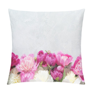 Personality  Peonies On Bright Blue Background. Floral Card Pillow Covers