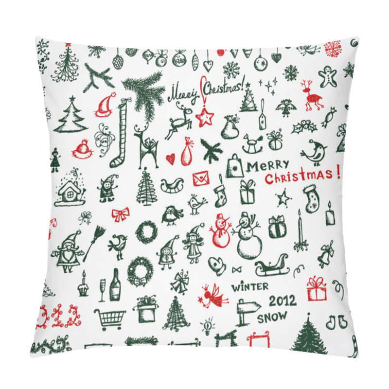 Personality  Christmas icons, sketch drawing for your design pillow covers