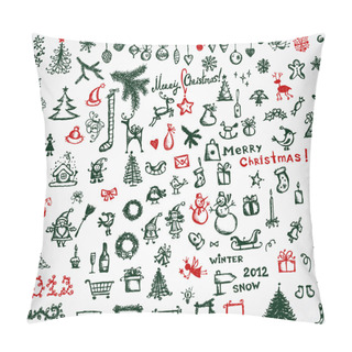 Personality  Christmas Icons, Sketch Drawing For Your Design Pillow Covers