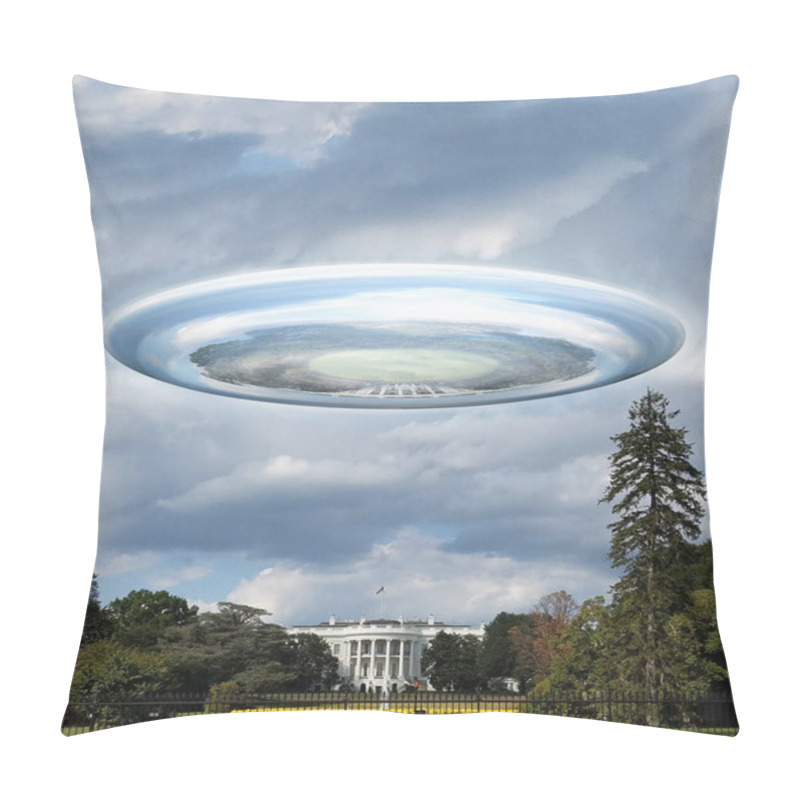 Personality  Flying Saucer Above The White House Pillow Covers