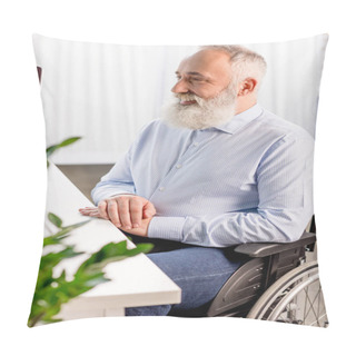 Personality  Senior Patient In Wheelchair Pillow Covers