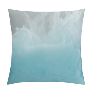 Personality  Close Up View Of Abstract Blue Paint Swirls Isolated On Grey Pillow Covers