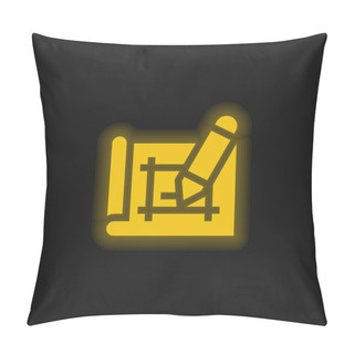 Personality  Architecture Yellow Glowing Neon Icon Pillow Covers
