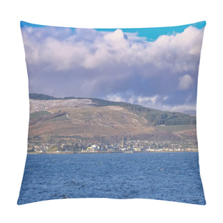 Personality  Dunoon And The Argyle Hills Looking Over The Holy Loch From Gourock With The First Signs Of Snow On The Hills In December Pillow Covers