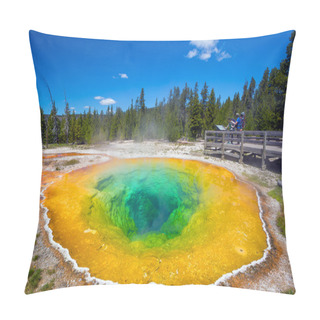 Personality  Morning Glory Pool In Yellowstone National Park Of Wyoming Pillow Covers