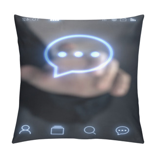 Personality  Male Finger Touching Smart Phone Pillow Covers