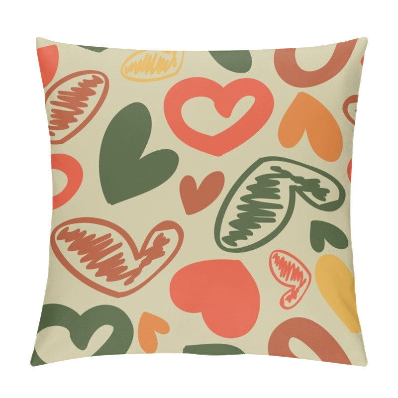 Personality  Fun seamless vintage love heart background in. pretty colors. pillow covers