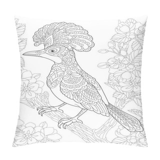 Personality  Coloring Page With Bird In The Garden Pillow Covers