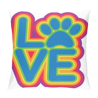 Personality  Love Pet Paw Retro Style Outlined Design In Rainbow Colors. Pillow Covers