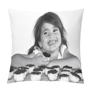 Personality  Little Girl Getting Caught Eating Chocolate Cookies Pillow Covers