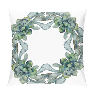 Personality  Exotic Tropical Hawaiian Botanical Succulents. Watercolor Background Illustration Set. Frame Border Ornament With Copy Space. Pillow Covers