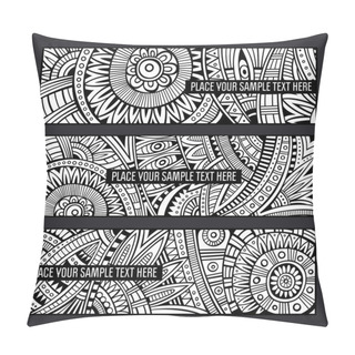 Personality  Abstract Vector Hand Drawn Ethnic Pattern Card Set. Pillow Covers