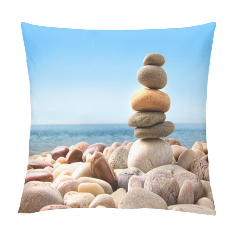 Personality  Stack Of Pebble Stones On White Pillow Covers