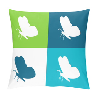 Personality  Black Butterfly Shape From Side View Flat Four Color Minimal Icon Set Pillow Covers