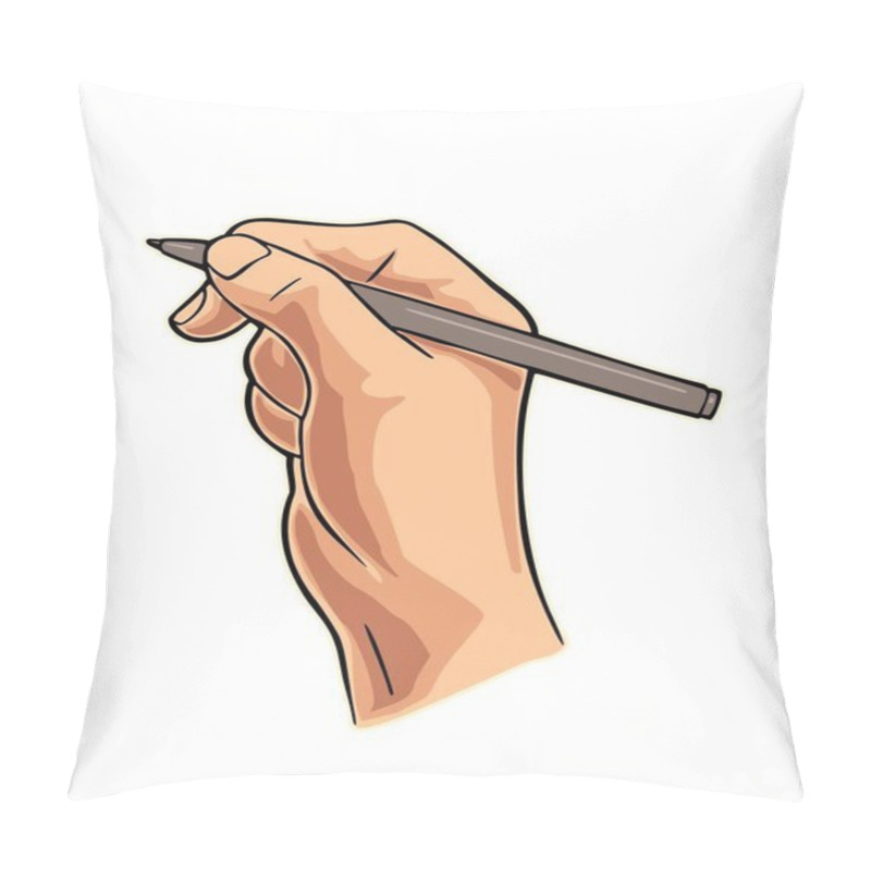 Personality  Female hand holding a pencil. Vector color flat illustration pillow covers