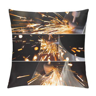 Personality  Drill With Diamond-tipped Polishing Metal Parts. Collage Of Photos. Pillow Covers