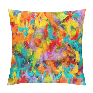 Personality  Colorful Background Of Vivid Dyed Feathers Pillow Covers