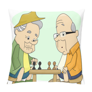 Personality  Old Men Playing Chess Pillow Covers