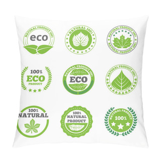 Personality  Ecological Leaves Labels Icons Set Pillow Covers