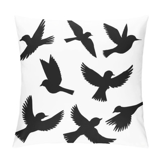 Personality  Vector Set Of Flying Birds Silhouettes Pillow Covers