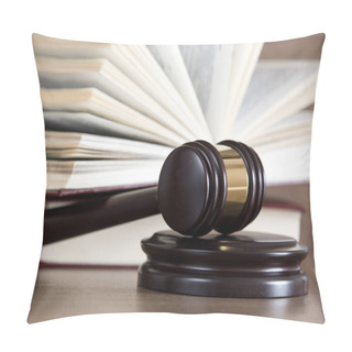 Personality  Wooden Gavel And Books  Pillow Covers