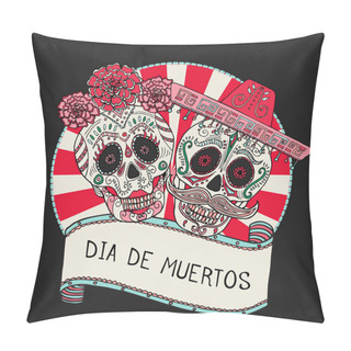 Personality  Two Sugar Skulls Vector Illustration For Day Of The Dead Pillow Covers