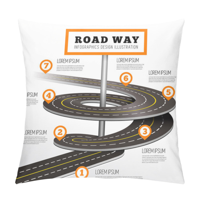 Personality  Road Way Design Infographics. Pillow Covers
