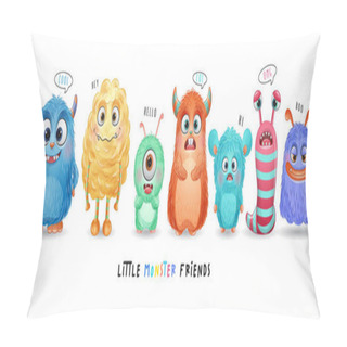 Personality  Cute Little Monster With Watercolor Illustration Pillow Covers